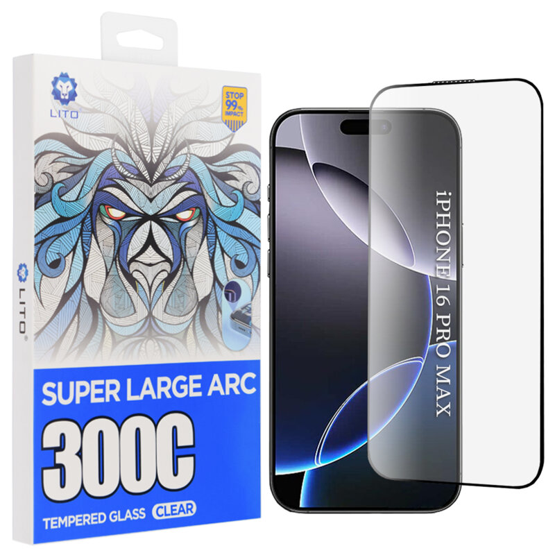 Folie sticla iPhone 16 Pro Max Lito D+ Max 300C, transparenta