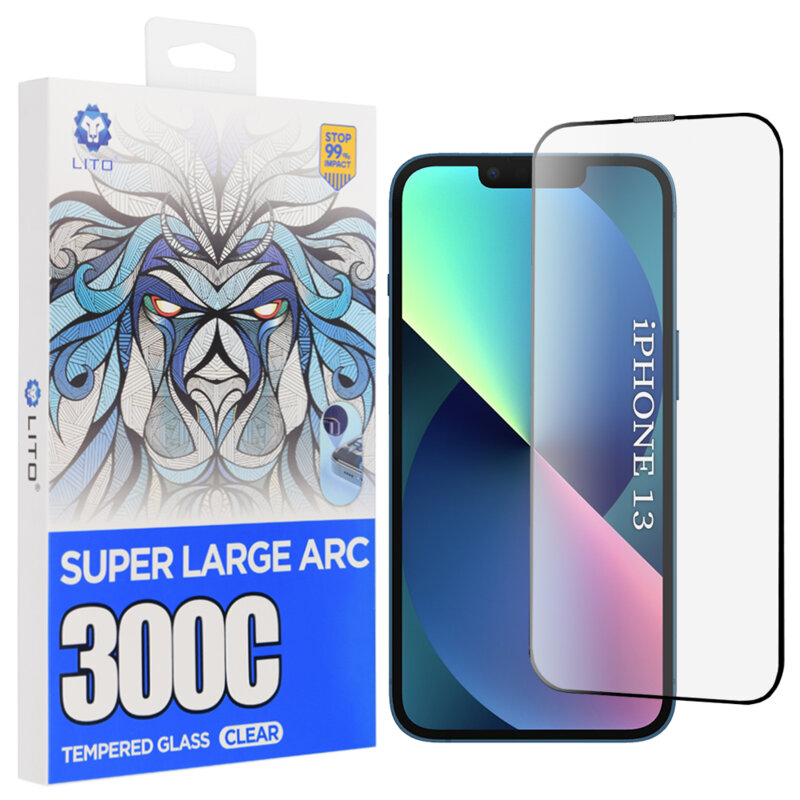 Folie sticla iPhone 13 Lito D+ Max 300C, transparenta