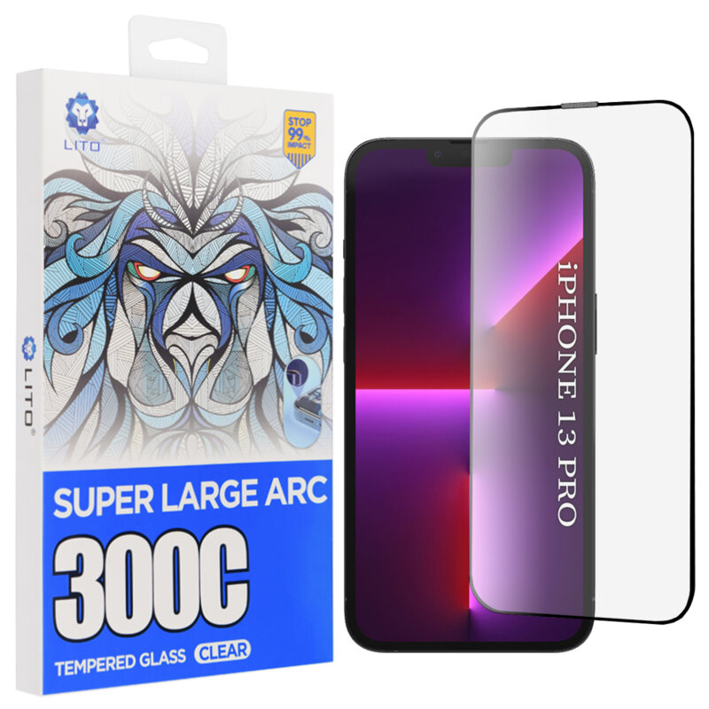 Folie sticla iPhone 13 Pro Lito D+ Max 300C, transparenta