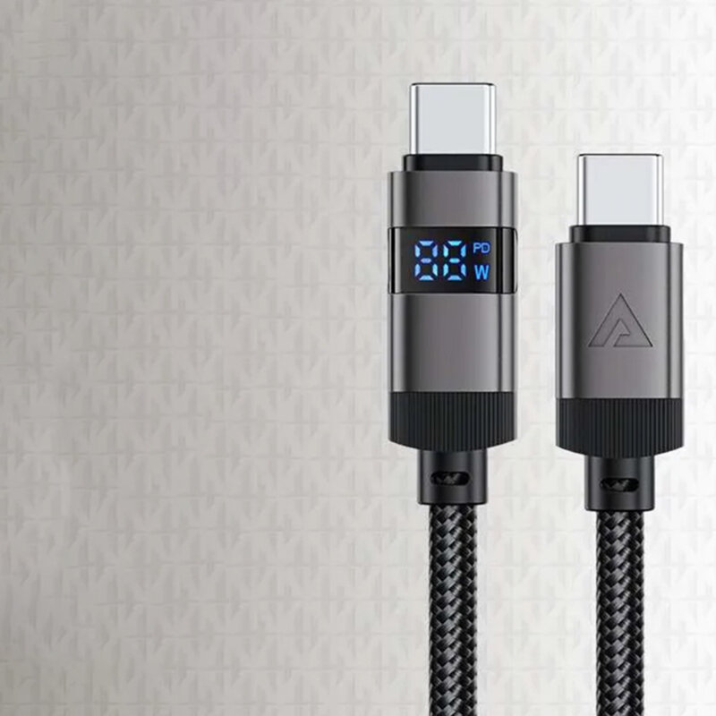 Cablu tip C cu display, 60W, 3A Acefast, C15-03, negru, 1.2m