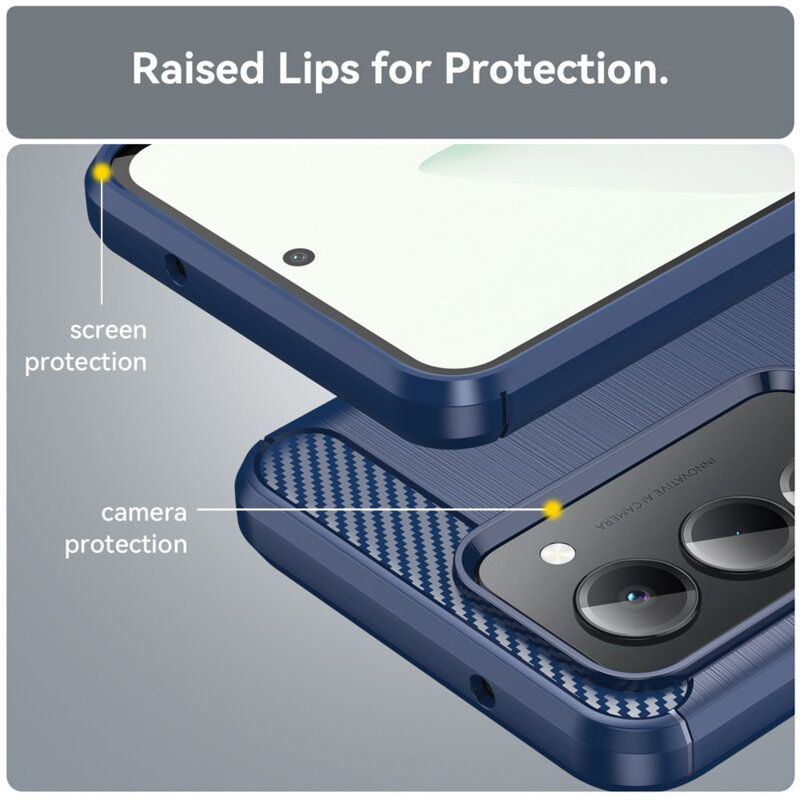 Husa Xiaomi Redmi 15 4G Techsuit Carbon Silicone, albastru