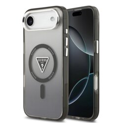 Husa iPhone 17 Air originala Guess IML Gradient Triangle Logo MagSafe, negru, GUHMP17MHGTMLCGK