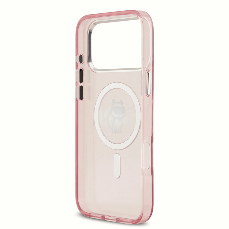 Husa iPhone 17 Pro Karl Lagerfeld IML Choupette Sketch Logo MagSafe, roz, KLHMP17LHGCHGKBP