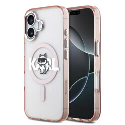 Husa iPhone 17 Karl Lagerfeld IML Choupette Sketch Logo MagSafe, roz, KLHMP17SHGCHGKBP