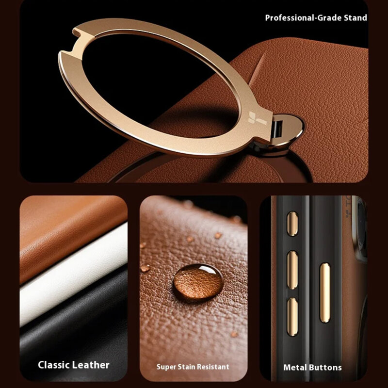 Husa iPhone 17 Pro Torras QPRO Leather Series, gri