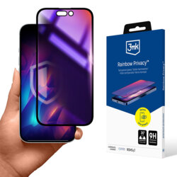 Folie sticla iPhone 16 Pro 3mk Rainbow Privacy, negru