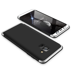 Husa Samsung Galaxy A8 2018 A530 GKK 360 Full Cover Negru-Argintiu