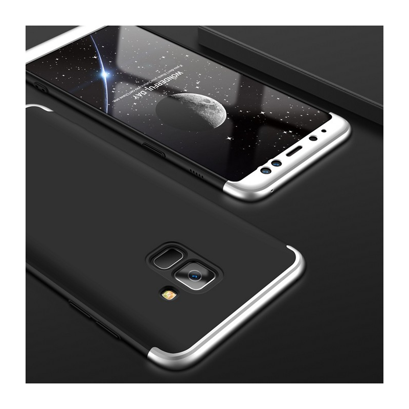 Husa Samsung Galaxy A8 2018 A530 GKK 360 Full Cover Negru-Argintiu