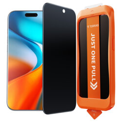 Folie sticla iPhone 17 Air Torras GlassGo Install Master Privacy, negru