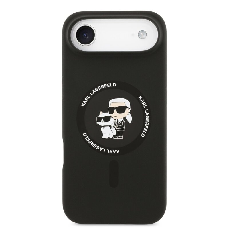 Husa Karl Lagerfeld iPhone 17 Air Silicone Ring MagSafe, Karl&Choupette, negru, KLHMP17MSCMKCRHK