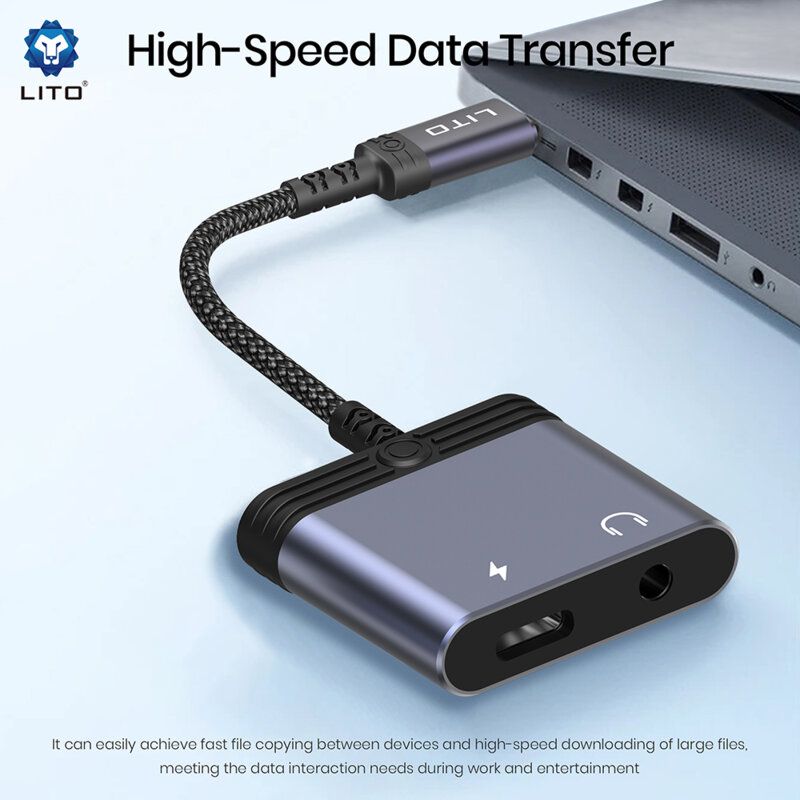 Adaptor audio Lightning la Jack 3.5mm, Type-C Lito LA04L, negru