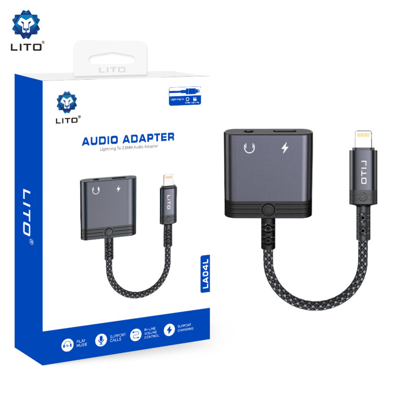 Adaptor audio Lightning la Jack 3.5mm, Type-C Lito LA04L, negru