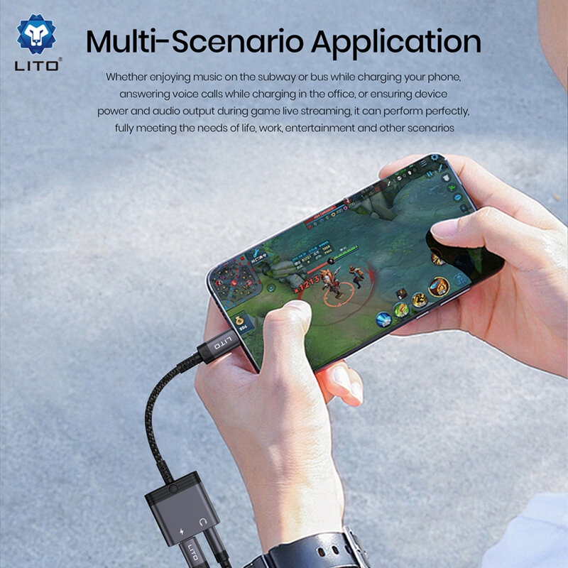 Adaptor audio Type-C la Jack 3.5mm, Type-C Lito LA04T, negru