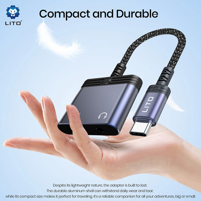 Adaptor audio Type-C la Jack 3.5mm, Type-C Lito LA04T, negru