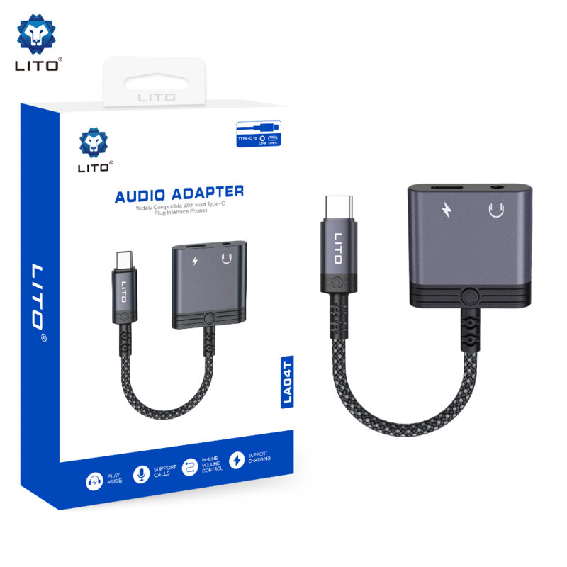 Adaptor audio Type-C la Jack 3.5mm, Type-C Lito LA04T, negru