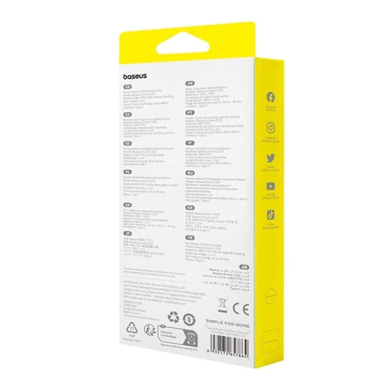 Casti in-ear cu fir Type-C Baseus Encok CZ20, negru