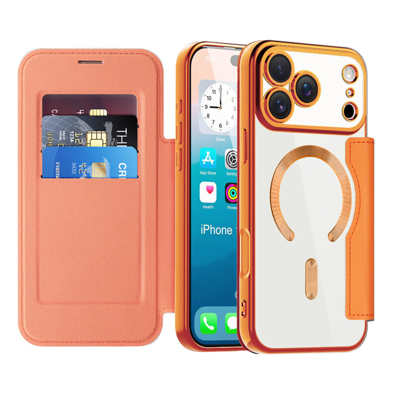 Husa iPhone 17 Pro Techsuit SmartMag Book Case, portocaliu