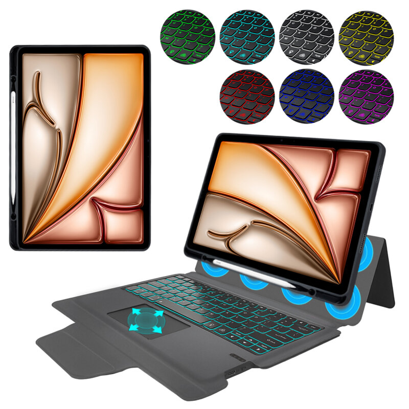 [Pachet 360°] Husa cu tastatura + folie iPad Air 13 (2025) Techsuit KeyTab Pro, negru