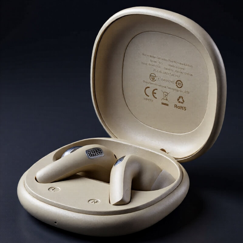 Casti wireless cu microfon Noise Reduction, 350mAh Acefast W3, kaki