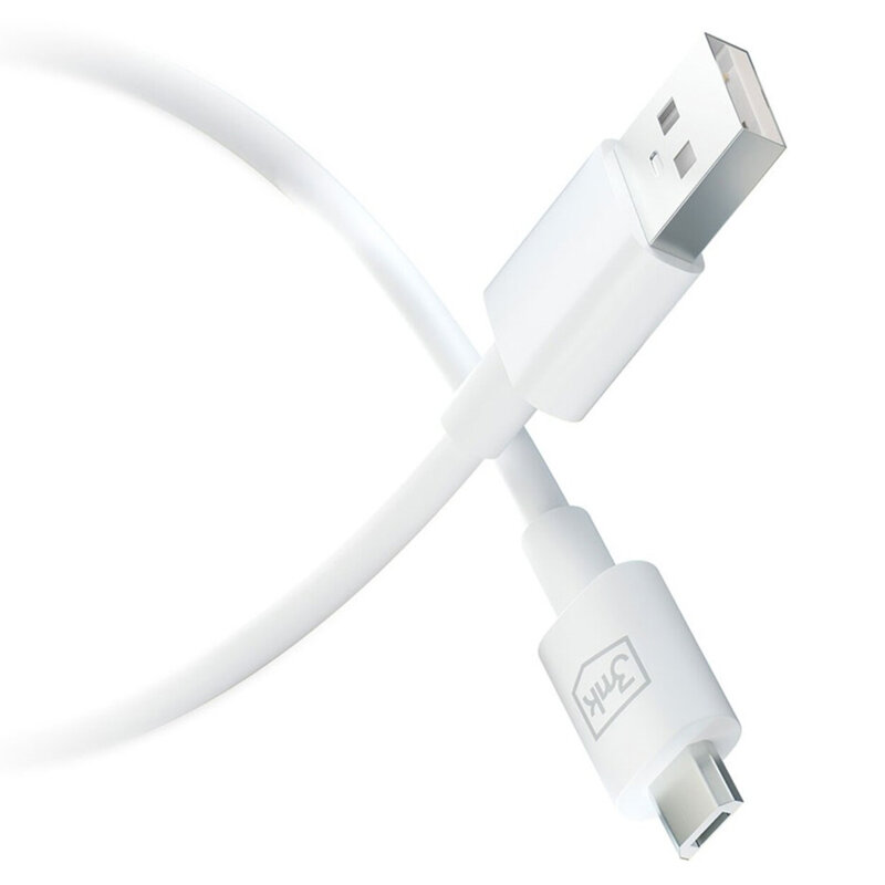 Cablu USB-A la micro-USB 2.4A, 3mk Hyper, alb, 1.2m