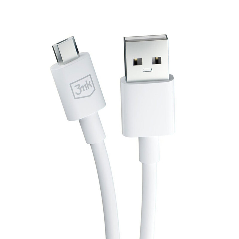 Cablu USB-A la micro-USB 2.4A, 3mk Hyper, alb, 1.2m