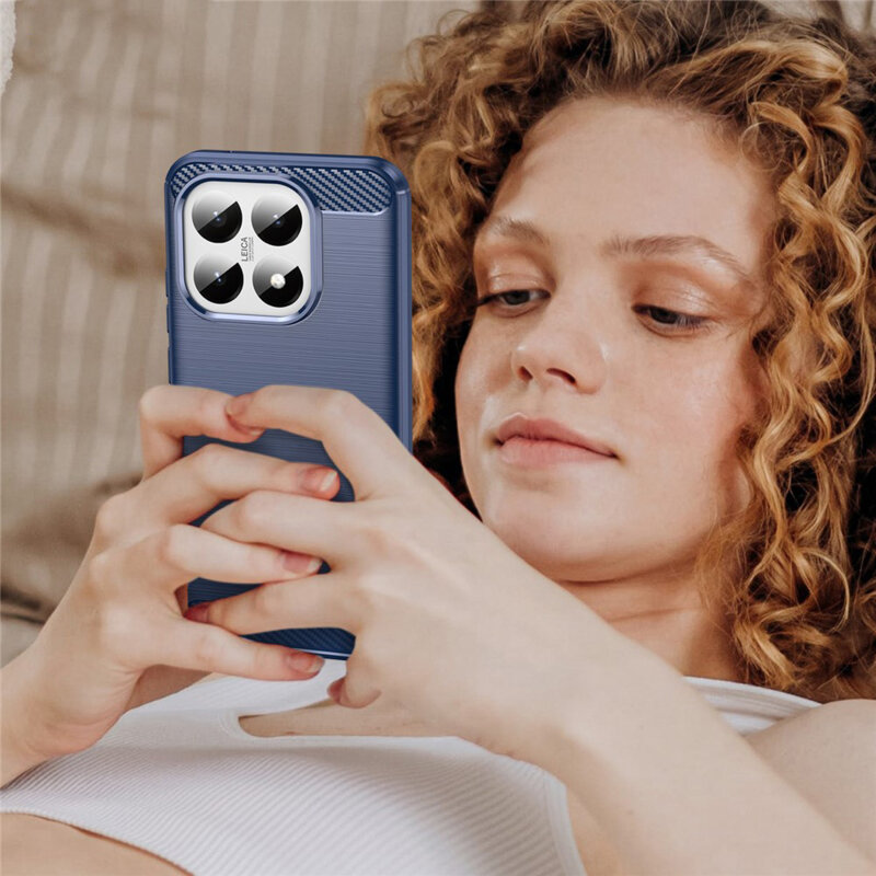 Husa Xiaomi 15T Techsuit Carbon Silicone, albastru