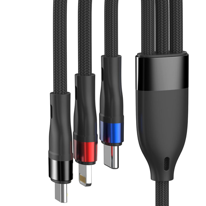 Cablu de date 3in1 USB, Type-C, iOS, Micro 3mk Hyper N, negru, 18W, 1.2m