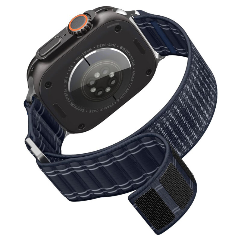 Curea Apple Watch 9 45mm Spigen WBF0, bleumarin