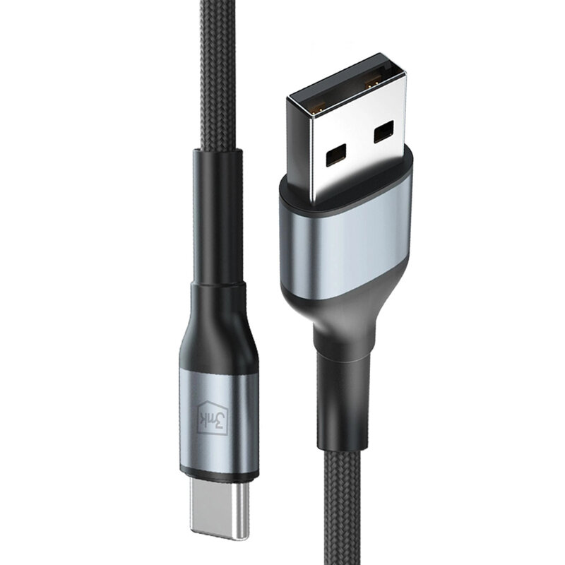 Cablu de date USB la Type-C 3mk Hyper N, negru, 18W, 1m