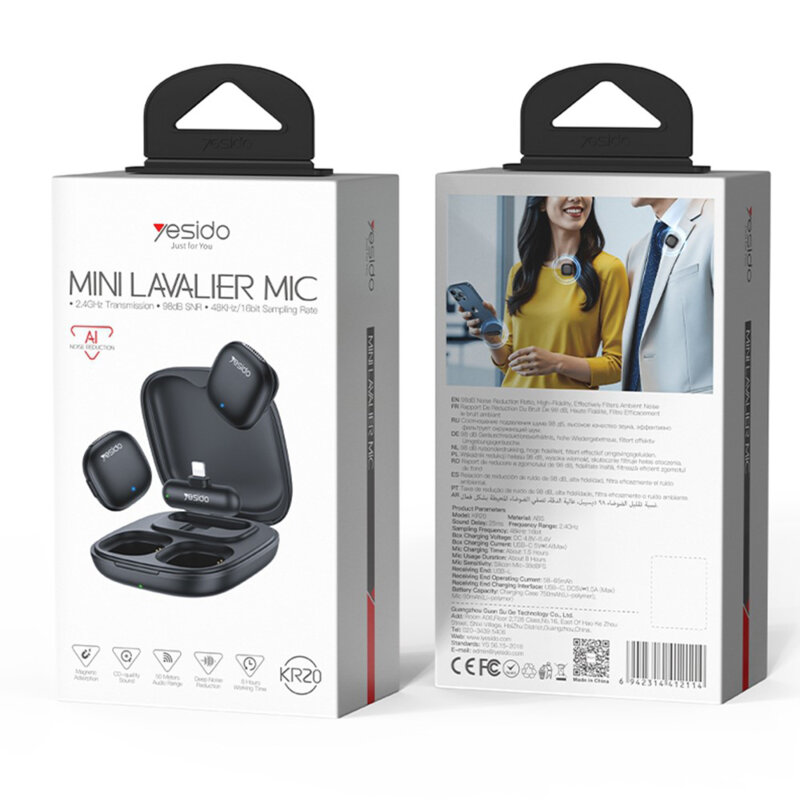 [Pachet 2x] Lavariera wireless Lightning Bluetooth 3in1 Yesido KR20