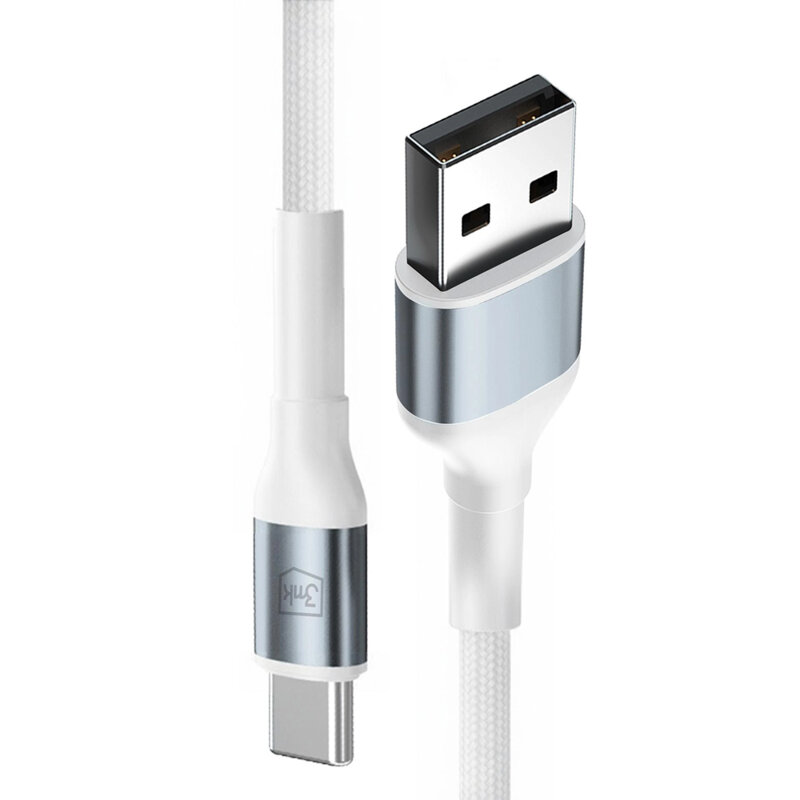 Cablu de incarcare USB la Type-C 3mk Hyper N, alb, 18W, 1m