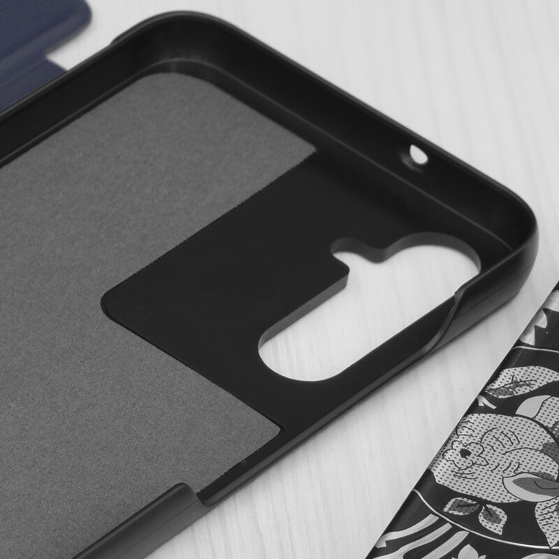 Husa Samsung Galaxy S25 FE Eco Leather View flip tip carte, albastru