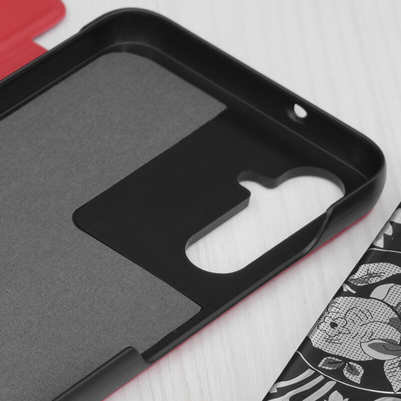 Husa Samsung Galaxy S25 FE Eco Leather View flip tip carte, rosu