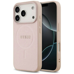Husa Guess Saffiano Classic Logo MagSafe iPhone 17 Pro Max, roz, GUHMP17XPSAHMCP