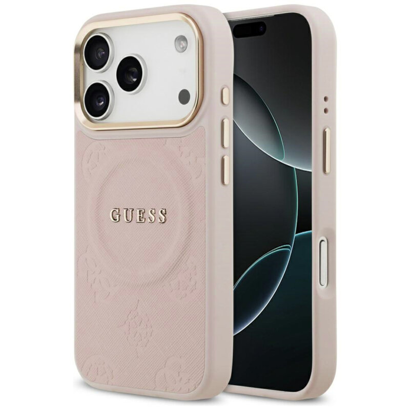Husa iPhone 17 Pro Max Guess Peony Hot Stamp MagSafe, roz, GUHMP17XPSAMSECP