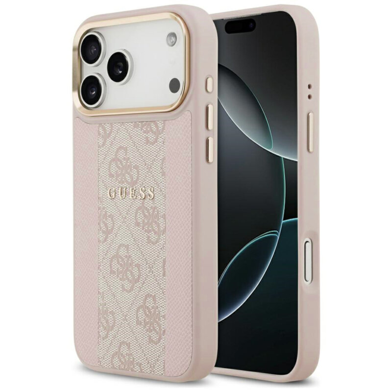 Husa originala Guess iPhone 17 Pro Hardcase 4G Stripe MagSafe, roz, GUHMP17LPG4SEMCP