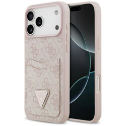 Husa originala Guess iPhone 17 Pro Max Hardcase 4G Double Card Triangle, roz, GUHCP17XP4TPP