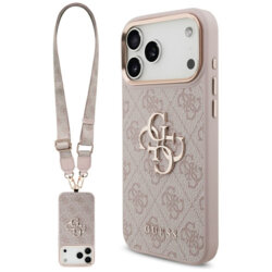 Husa originala Guess iPhone 17 Pro Big 4G Classic Logo with Big Strap Metal Buttons, roz, GUHCP17LP4G4BCSP
