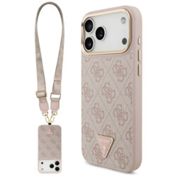 Husa originala Guess iPhone 17 Pro Max 4G Triangle Logo with Big Strap Metal Button MagSafe, roz, GUHMP17XP4G4TCSP