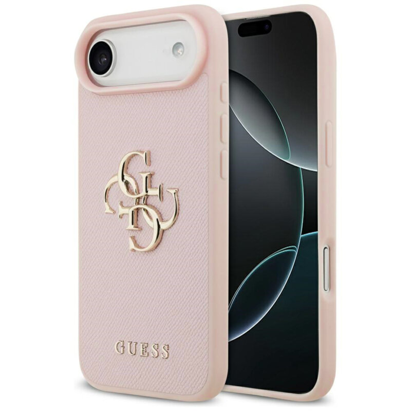 Husa originala Guess iPhone 17 Air Hardcase 4G Grained Big and Classic Logo, roz, GUHCP17MPGT4MBP