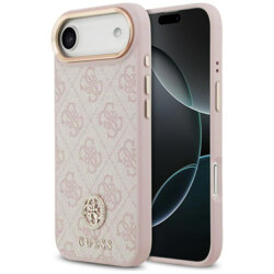 Husa originala Guess iPhone 17 Air Hardcase 4G Strass Logo MagSafe, roz, GUHMP17MP4GRMDEP