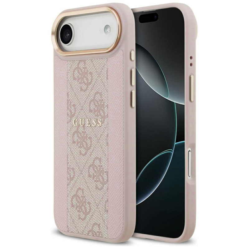 Husa originala Guess iPhone 17 Air Hardcase 4G Stripe MagSafe, roz, GUHMP17MPG4SEMCP