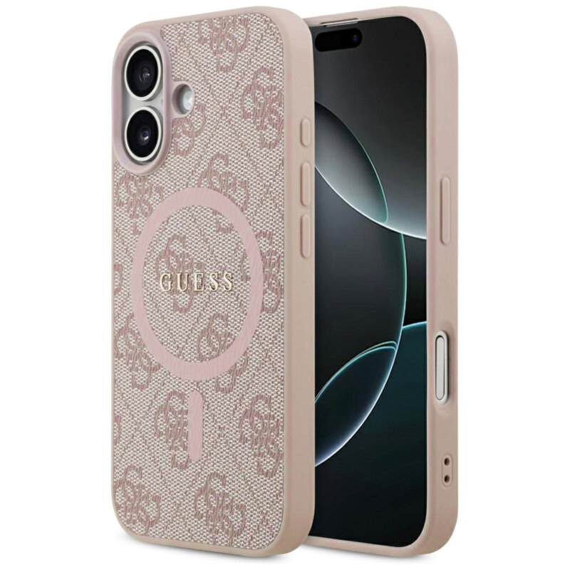 Husa iPhone 17 Guess 4G Ring Classic Logo MagSafe, roz, GUHMP17SG4GFRP