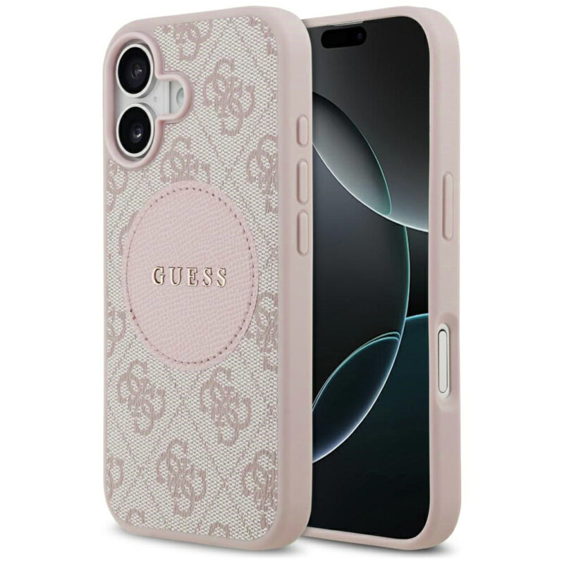 Husa iPhone 17 Guess 4G Circle Classic Logo MagSafe, roz, GUHMP17SP4PGRSGP