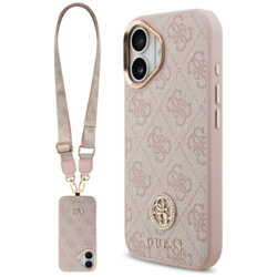 Husa originala Guess iPhone 17 Hardcase 4G Strass Logo & Big Strap, roz, GUHMP17SP4G4DCSP