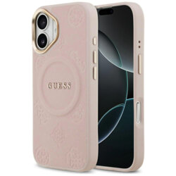 Husa iPhone 17 Guess Peony Hot Stamp MagSafe, roz, GUHMP17SPSAMSECP