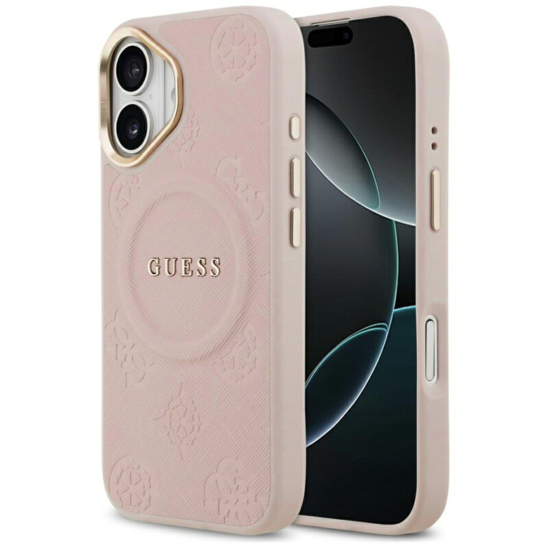 Husa iPhone 17 Guess Peony Hot Stamp MagSafe, roz, GUHMP17SPSAMSECP