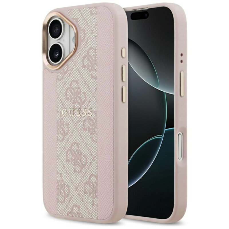 Husa originala Guess iPhone 17 Hardcase 4G Stripe MagSafe, roz, GUHMP17SPG4SEMCP