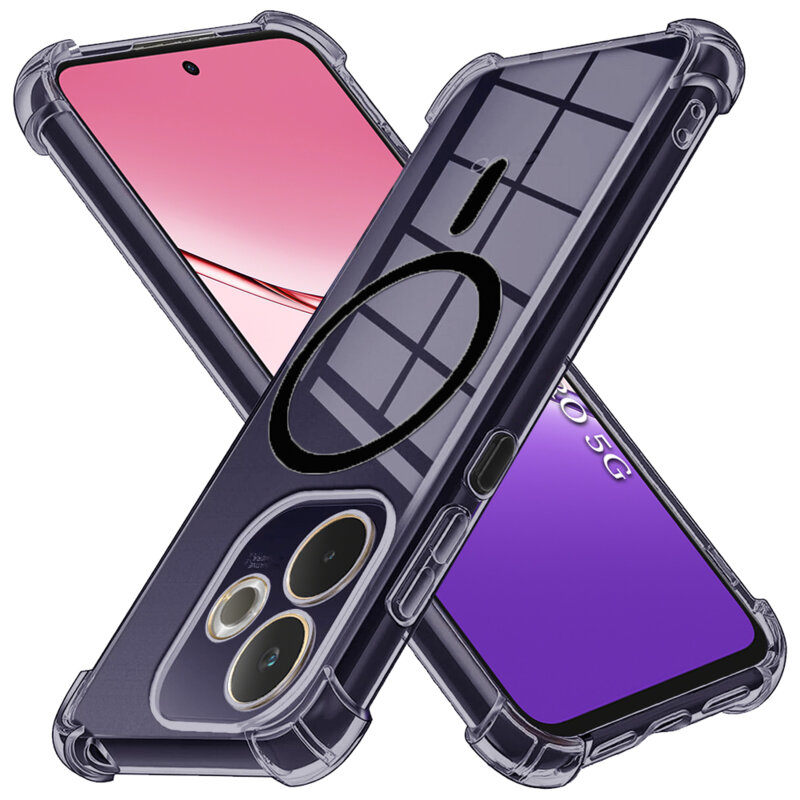 Husa Oppo A5 Pro 5G Techsuit Shockproof Clear Silicone MagSafe, fumuriu
