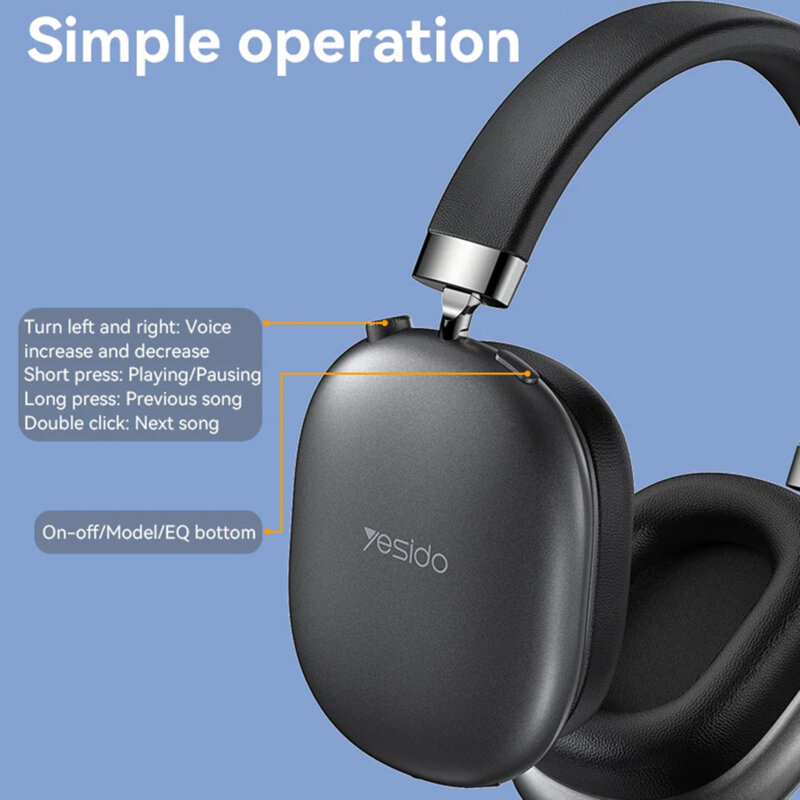 Casti Bluetooth over-ear BT5.2 Noise Reduction, Yesido EP05